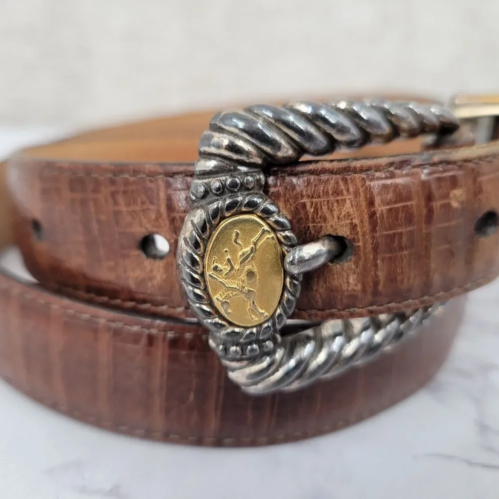 Brighton Museum Pegasus Sphinx Leather Belt With Coin Conchos Vintage